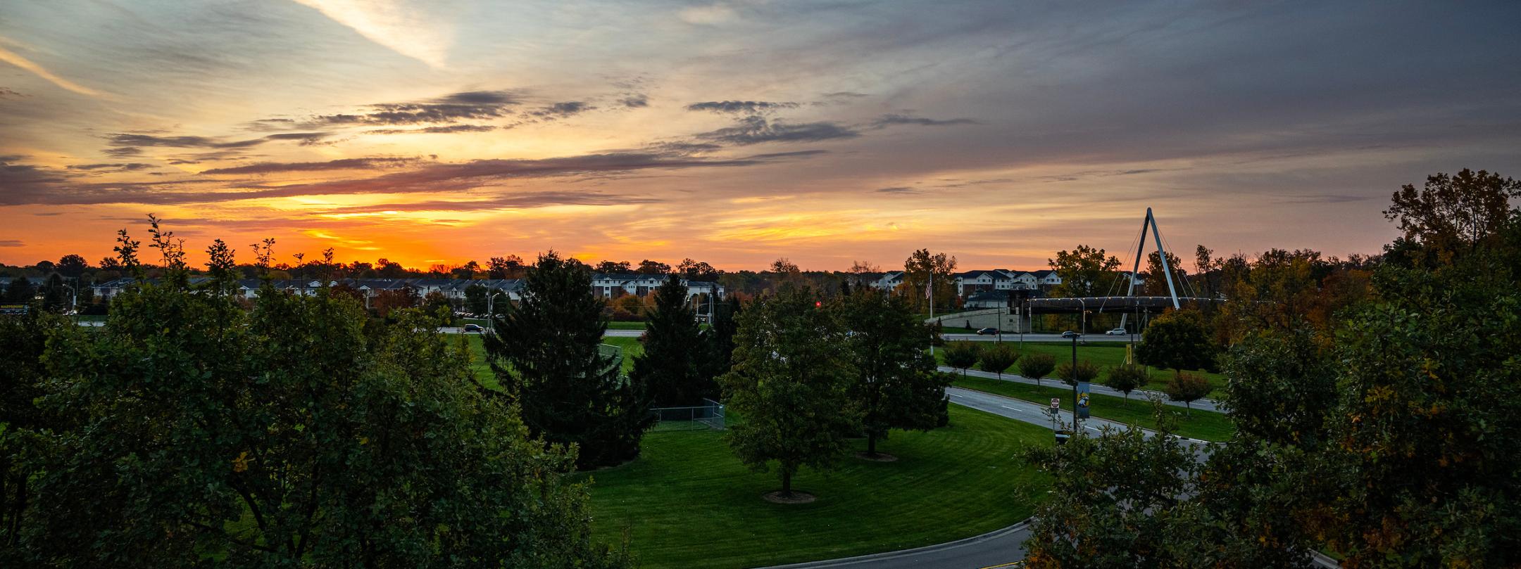 Sunset on campus