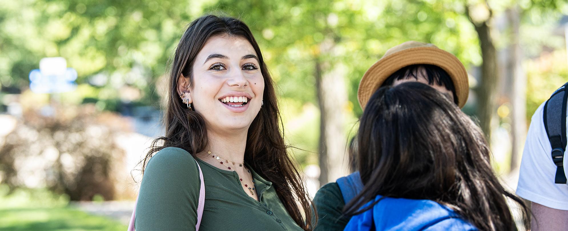 PFW students outside on campus.