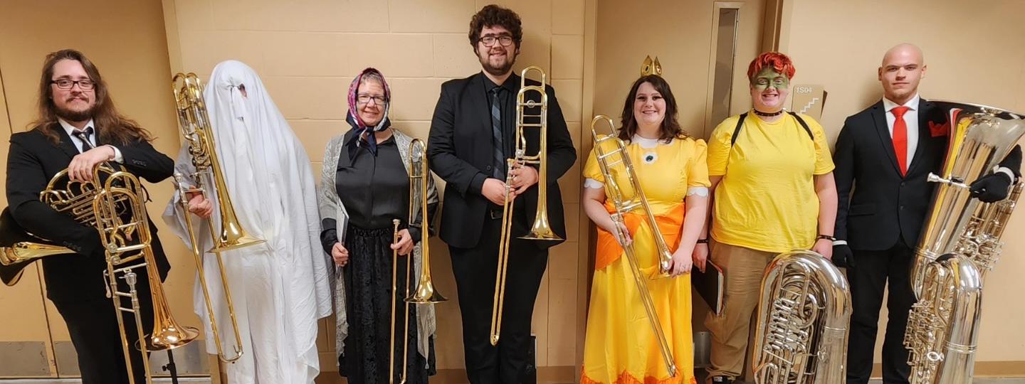 Members of the PFW Orchestra show off their Halloween costumes