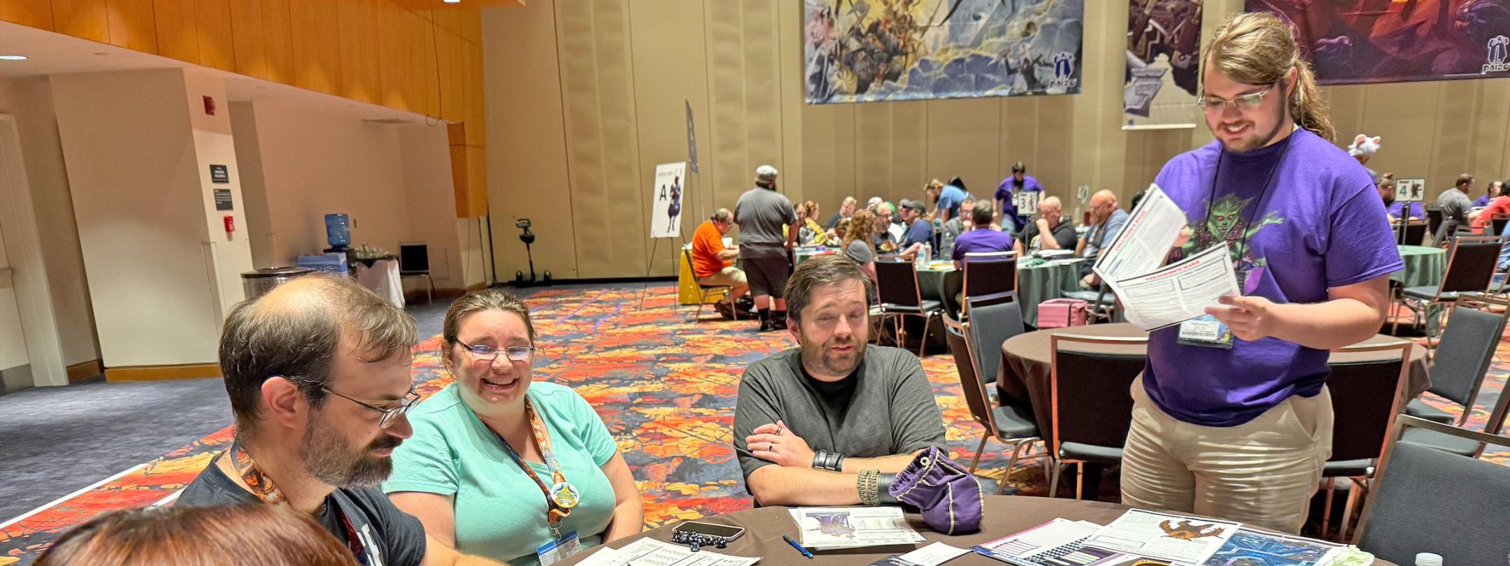 Dell Kaufeld is helping out at a board game convention
