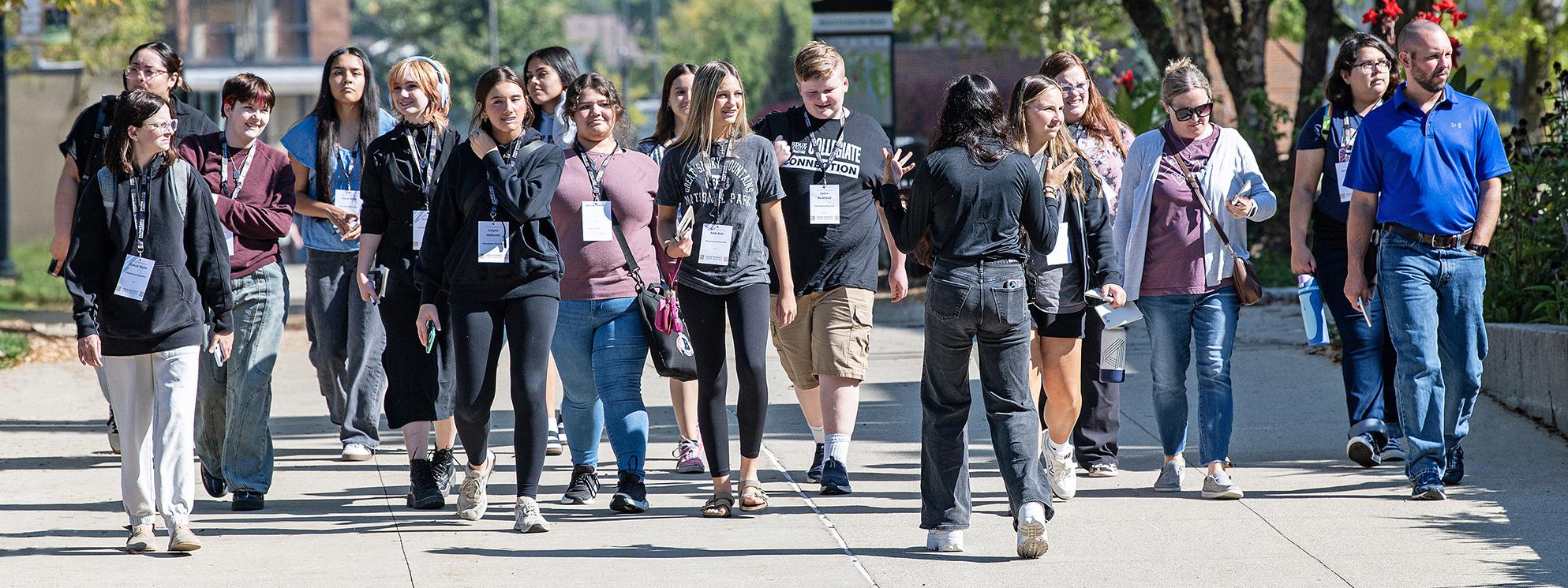 Purdue Fort Wayne hosts an on-campus tour with a group of visitors