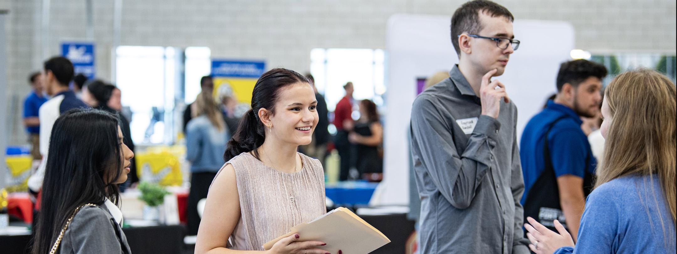 Students at a career fair