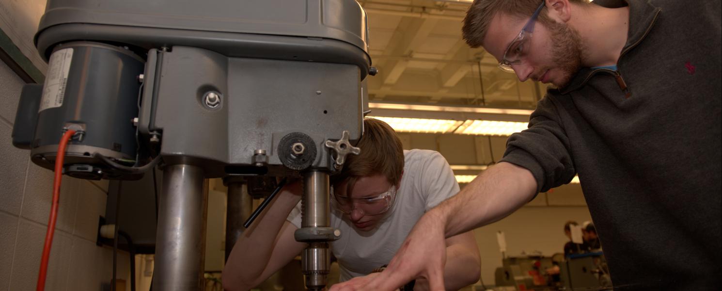 Students using equipment