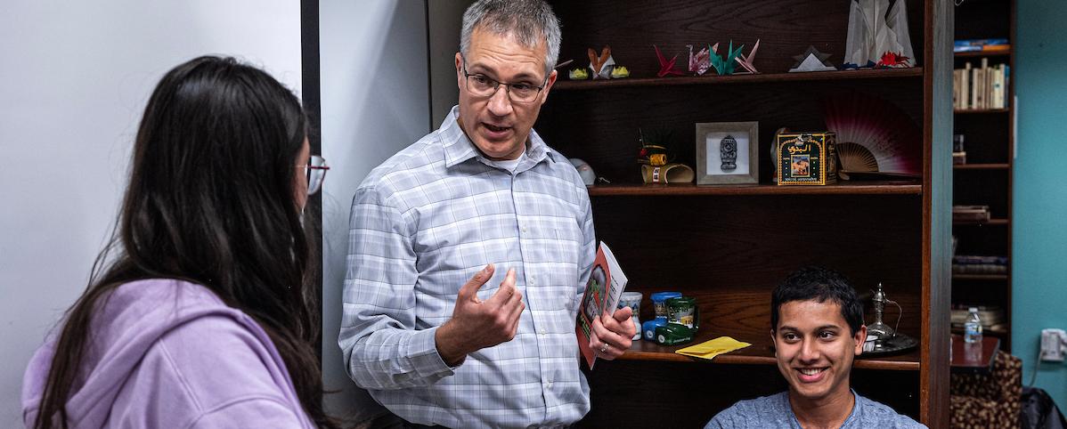 PFW faculty members having a conversation.