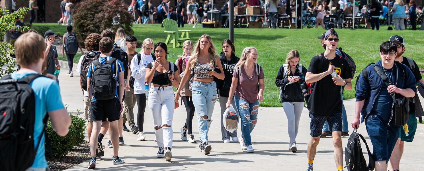 Students walking on campus
