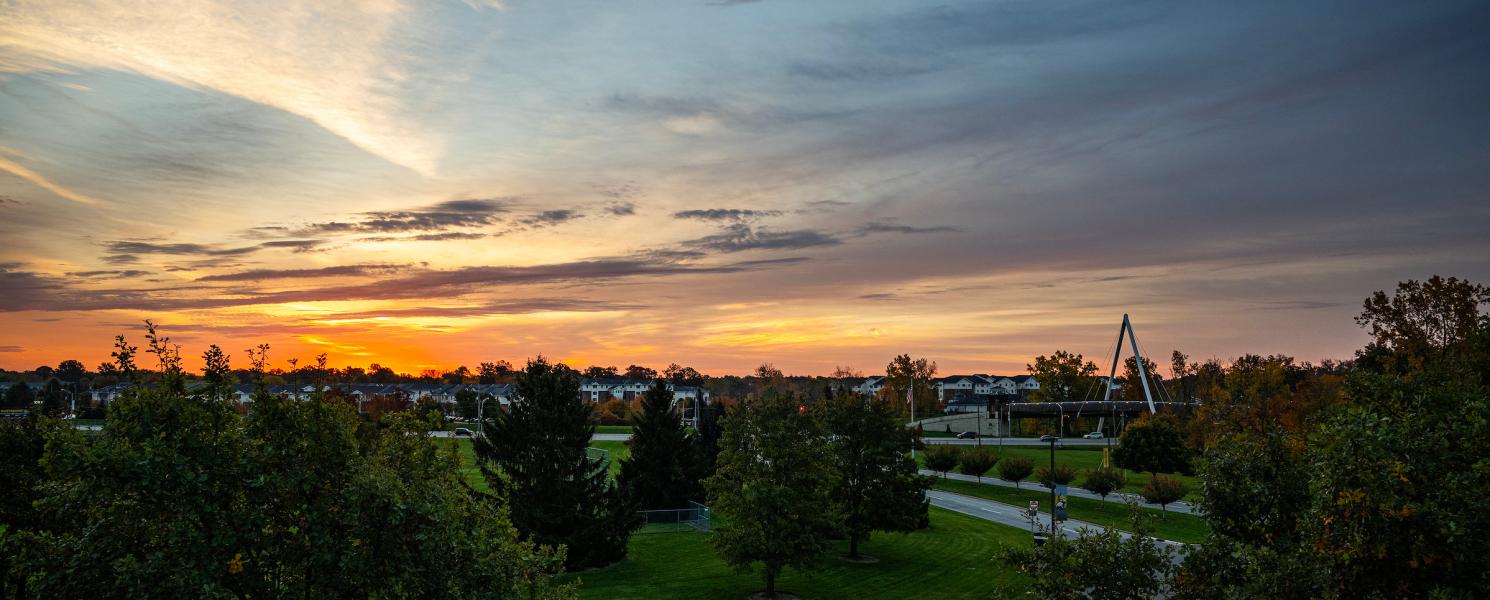 Sunset on campus