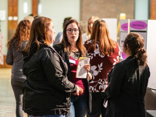 Students at a health and welfare event.