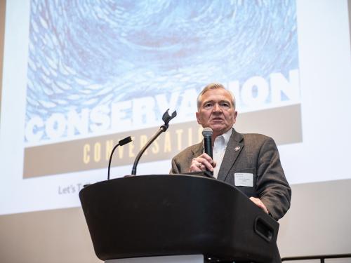 Tom Henry giving a presentation