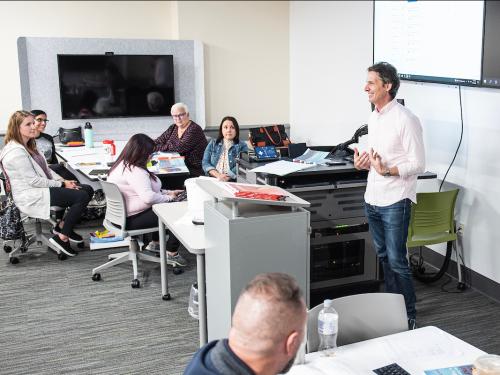 Bischoff teaching a class