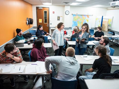 Professor Bauer interacting with her class