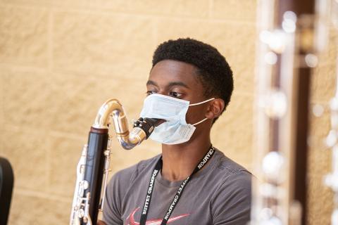 Student playing clarinet