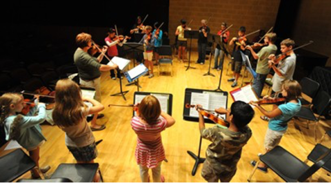 Students playing instruments