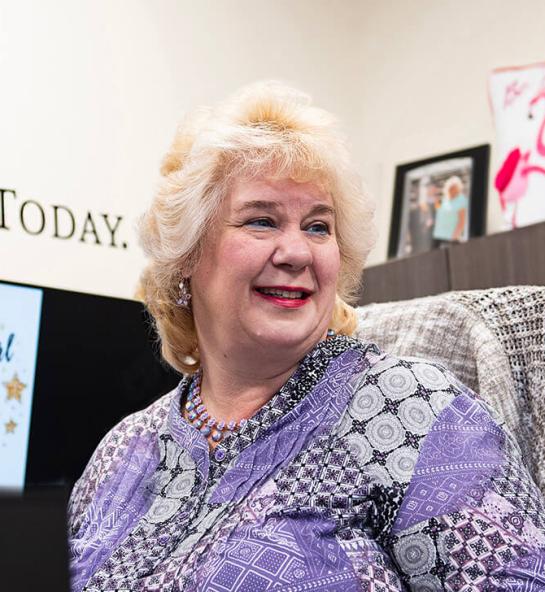 Lisa Brodasky is sitting in her office