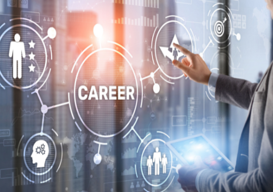 Image of a person touching a virtual screen representing networking