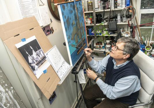 Hrehov painting in studio