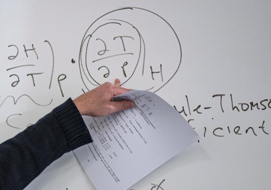 Pointing at whiteboard