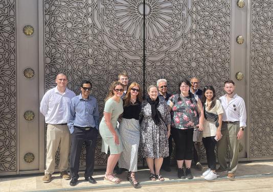 Students and chaperones at Hassan II Mosque in Casablanca, Morocco.