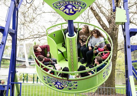 Students are enjoying a ride at Mastodons Big Night