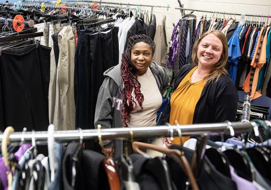Tracey Hanton and Melody Monday in the Mastodon Career Closet.