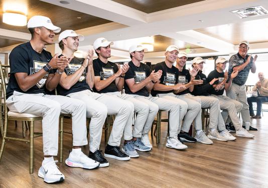 The Mastodon men's golf team is at a watch party