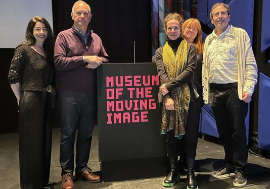 Steve Carr and the other members of the Holocaust panel discussion in New York at the Museum of the Moving Image in Queens.
