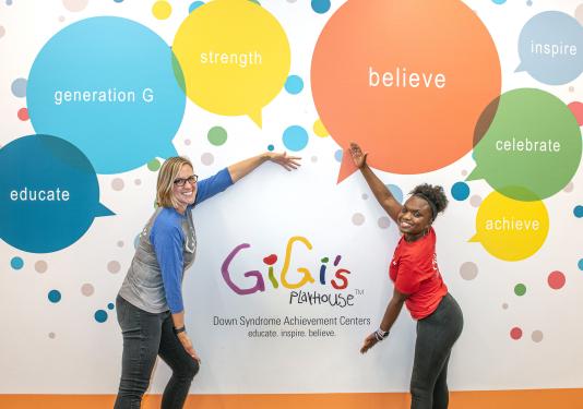 A decorated wall at GiGi's Playhouse