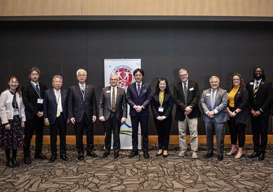 Dignitaries from Takaoka, Japan, and Purdue Fort Wayne visit the PFW campus