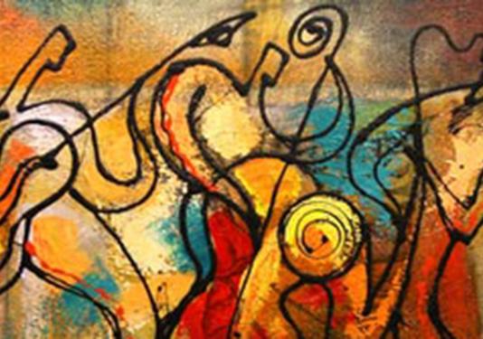 abstract painting of jazz band