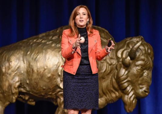 Theresa Payton is speaking onstage