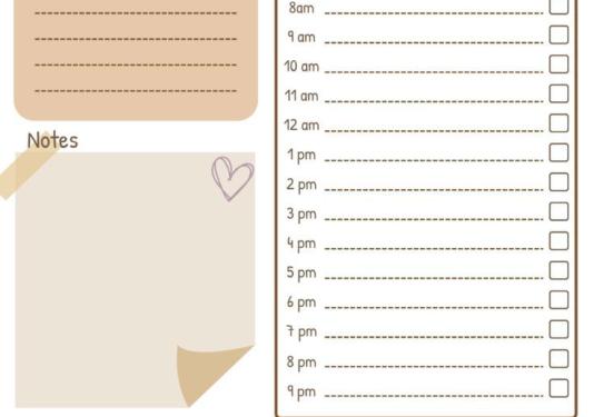 Picture of a daily planner with check lists and areas to put items to do.