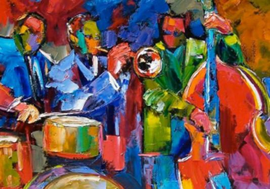 artistic painting of jazz musicians