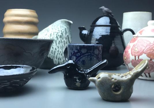 assorted pottery