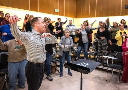 PFW Choral Union members are rehearsing