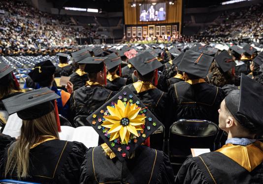 Students seated for commencement.