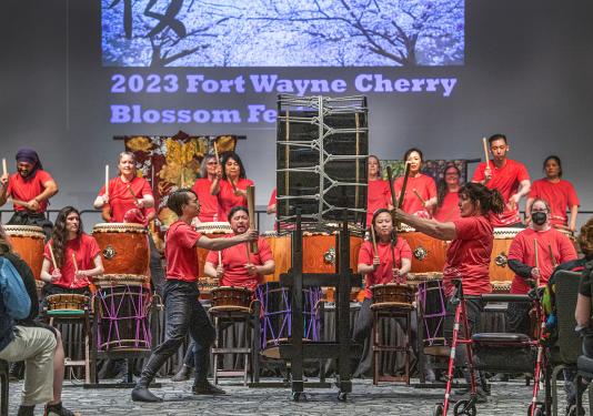 Taiko drum performance at the 2023 Cherry Blossom festival.
