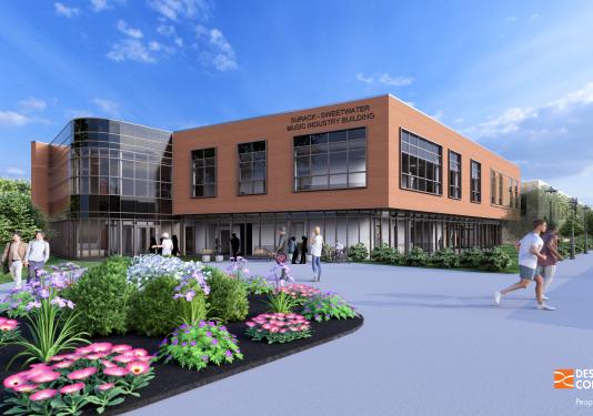 Exterior rendering of the Surack - Sweetwater Music Industry Building