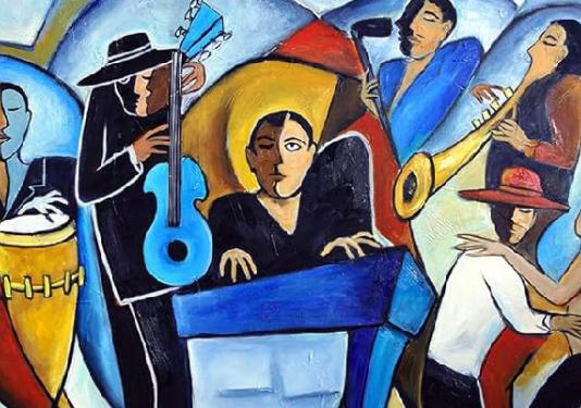 artistic interpreation of jazz band