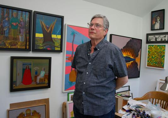 John Hrehov in his home art studio