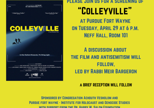 It is image of the flyer advertising the event about the screen of a documentary "Colleyville"