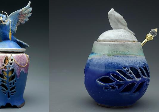 blue toned ceramic pottery