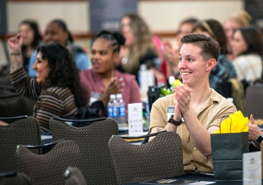 Attendees at a women's conference at Purdue Fort Wayne
