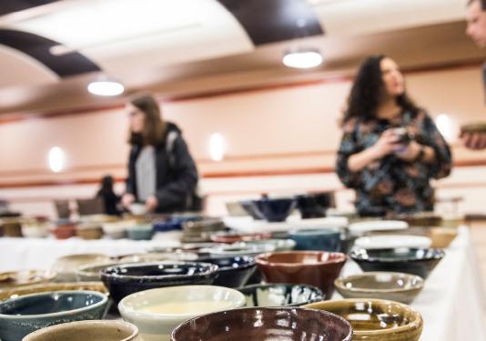ceramic bowls made by students