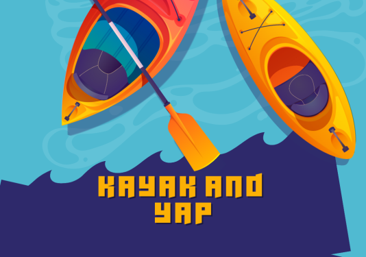 Whether you're a seasoned kayaker or trying it for the first time, Kayak and Yap is all about enjoying the water, connecting with others, and soaking up the fresh air. Bring your friends—or make new ones—as we kayak, chat, and unwind together.