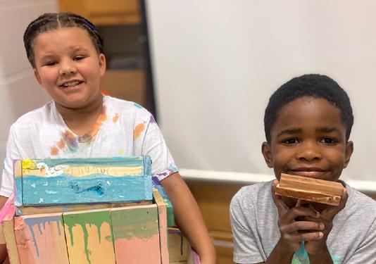 small children with box