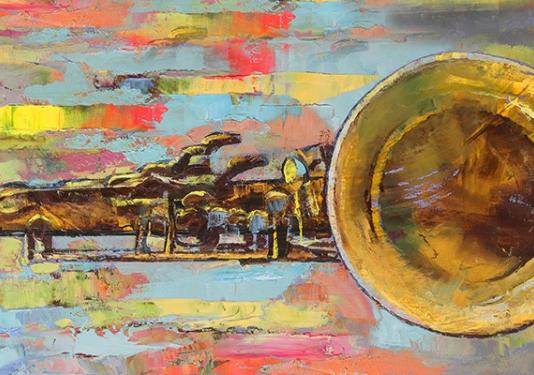 artsy watercolor sax painting