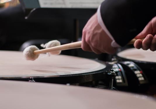 zoomed in percussionist