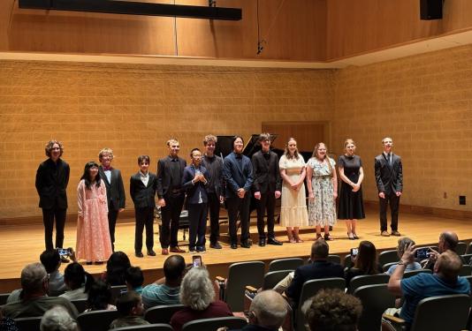 finalists for piano competition onstage