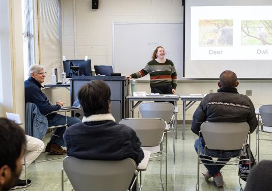 Students are learning English in a classroom
