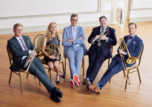 Five members of the Gaudete brass quintet