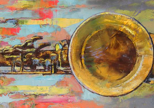 painting of saxophone